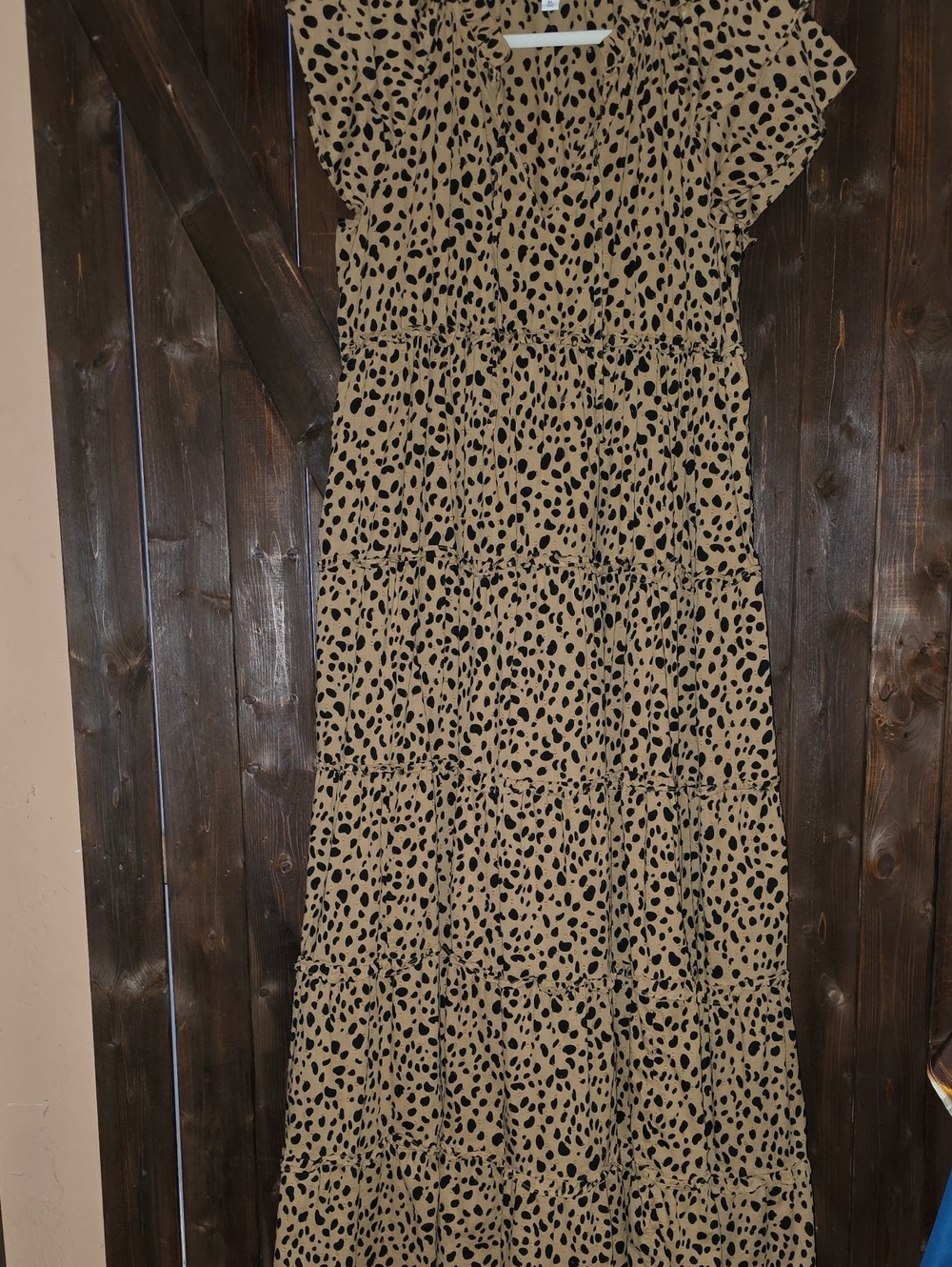 crown & ivy Tan and Black Printed Tiered Maxi Dress